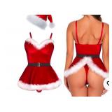 Sexy Cosplay Lingerie for Women Costume Babydoll Dress Roleplay Outfits Deluxe Velvet Set with Hat Gloves Belt. Large