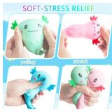 4PCS Stress Relief Axolotl Toy|Taba Squishy Squeeze Axolotl Party Favors Toy |Cute Malt Sugar Filled Sensory Fidget Toy | Filled Stretchy Salamander Animal Fun Squeeze Toy(4.7 x 3.9 Inch)