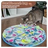 Interactive Cat Toys Ball Fast Rolling in Pouch, Motion Activate Chirping Cat Toy Hide and Seek Mouse Catching Game