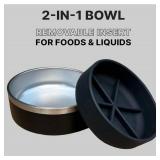 Slow Feeder Pet Bowl, 32oz (4 Cups), Stainless Steel, Non-Slip Base, BPA/PVC/Lead-Free, Portable, Removable Insert for Food and Water Bowl, Healthy Eating for Both Dogs and Cats, Black