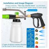 Foam Cannon Dual-Connector Accessory, 1/4 Inch Pressure Washer Gun Double Tip Attachment with 5pcs Pressure Washer Nozzles Pressure Washer Accessories for Car Motorcycle Washing Home Cleaning