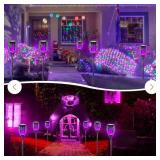 4PCs Halloween Solar Torch Lights Outdoor, 43in 96 LED, Waterproof Landscape Garden Pathway Light with Purple Vivid Dancing Flickering Flames, Auto On/Off Dusk to Dawn for Halloween Lights Decoration 