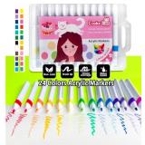 COOLORCAT Paint Pre-Drawn Canvas Cute Decoden 60+ Charms Craft Kit, 24 Acrylic Markers DlY Art Supplies Arts and Crafts for Kids Ages 6-12 Toys Girls Boys Birthday Gift (Kitty Bakery)
