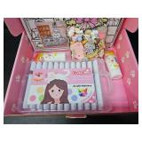 COOLORCAT Paint Pre-Drawn Canvas Cute Decoden 60+ Charms Craft Kit, 24 Acrylic Markers DlY Art Supplies Arts and Crafts for Kids Ages 6-12 Toys Girls Boys Birthday Gift (Kitty Bakery)