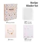 Homecooked Happiness Vintage Recipe Binder 3 Ring, 50 Blank Doubled-Size Cards, 50 Clear Protective Sleeves, 5 Dividers for Recipes Desserts, Bread & Pastries, Main Dishes, Soup & Salads, Appetizers