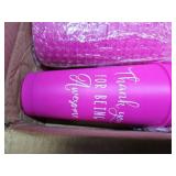 Nuenen 50 Pcs Employee Appreciation Tumbler with Straw and Lid Bulk Water Bottle Plastic Ice Coffee Cup 24oz Thank You Tumbler Inspirational Travel Mugs Bulk for Coworker Friend (Classic Style) Pink