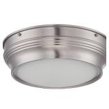 Nuvo Lark 16w 9.75" LED Flush Fixture w/ Satin White Glass in Brushed Nickel"