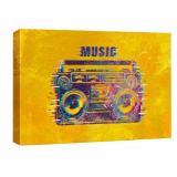 wall26 Canvas Print Wall Art Vintage Techno-Style Music Boombox Cassette Tape Player Music Instruments Illustrations Pop Art Bohemian Multicolor Dark for Living Room, Bedroom, Office - 16"x24"