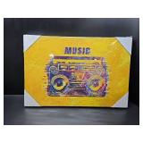 wall26 Canvas Print Wall Art Vintage Techno-Style Music Boombox Cassette Tape Player Music Instruments Illustrations Pop Art Bohemian Multicolor Dark for Living Room, Bedroom, Office - 16"x24"