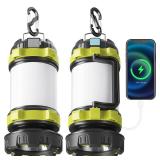 Alpswolf Camping Lantern Rechargeable, 4000mAh Camping Flashlight 6 Modes LED Lantern Portable Rechargeable Lanterns for Power Outage, Emergencies Light for Hiking, Green, 2 Pack