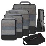 BAGAIL 4 Set/6 Set/8 Set Compression Packing Cubes Travel Accessories Expandable Packing Organizers (Half Mesh, 6-Black)