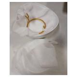 Miamolo Porcelain Serving Bowl Set for Appetizer Serving Dishes Set with 2 Compartment, Chip and Dip Taco Rack Display Salad Bar Serving Set, Gold Stand