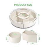 Divided Rotating Serving Tray with Lid and Handle, Portable Snackle Box for Fruits Snacks Veggie Charcuterie, Clear Lazy Susan Organizer and Fridge Storage Container for Adults Child (1PCS,12" L)
