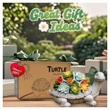 Nacome Garden Outdoor Statues Turtle with Succulent and 7 LED Lights - Lawn Decor Tortoise Statue for Patio, Balcony, Yard Ornament - Unique Housewarming Gifts