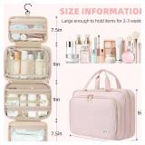 BAGAIL Hanging Toiletry Bag for Women Water-resistant Cosmetic Bag Large Capacity Travel Makeup Organizer for Full-Sized Travel Essentials(Standard, Pink)