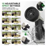 Garden Hose 125ft, Kink-Free, Lightweight & Leak-Proof Water Hose with 10-Function Nozzle, 3/4" Solid Brass Fittings All-Weather Flexible Hose for Yard, Lawn, Washing & More.Black