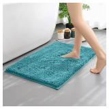 OWIYA Bathroom Rugs Mat 36x24 Non Slip Chenille Bath Mats Bath Rugs for Bathroom Shower Teal
