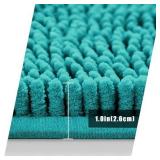OWIYA Bathroom Rugs Mat 36x24 Non Slip Chenille Bath Mats Bath Rugs for Bathroom Shower Teal