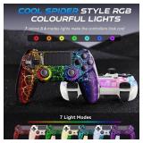 GamingBoy 2 Pack Wireless Controller for PS4, Crack Design Remote Control for Ps4/Slim/Pro/PC with Led RGB Light-up,Hall Effect Joystick,Type-C Port,1000mah Battery,Vibration,6-Axis Sensor,Audio Jack 