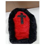 Purrzone Gothic Cat Beds Fits up to 25 lbs, Washable Coffin Cat Bed, Goth Pet Bed, Halloween House 24 * 16.9 Inch, Red & Black Small