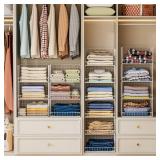 Yociyoga 6-Tier Stackable Closet Organizers and Storage Shelves, Closet Shelf Organizer Basket Bins, Foldable Sweater Storage for Closet Organizer System, White