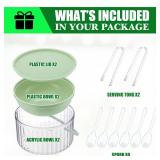 Hushee 2 Pack Chilled Dip Bowl 30oz Ice Serving Bowl with Lid Chilled Dip Bowl for Parties Cold Serving Dish Chilled Pasta, Potato, Dressing, Fruit, Salsa