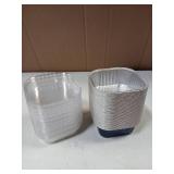 50 Pcs Aluminum Foil Baking Cups with Lids 10 oz Square Baking Cups Disposable Ramekins with Lids for Flans Snacks Pudding Pan Tin Wedding Catering Party Favor (Royal Blue)