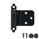 JQK 3/8 Inch Inset Cabinet Door Hinges Black, 20 Pack 10 Pairs Flush Face Mount Cupboard Kitchen Hardware Hinges Max fit 9mm/0.375 Step Door, CH201-BK-P20