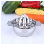 Stainless Steel Manual Squeezer, Citrus Lemon Orange Grapefuit Juicer, Juicer with Bowl Container, Kitchen Tool