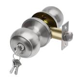 CML Hardware Keyed Entry Door Knob Set, Entrance Door Lock in Solid Stainless Steel for Exterior and Interior, Round Ball Handle, 1 Pack