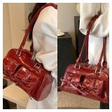 Juoxeepy Ita Bag Cute Bow Purse Aesthetic Japanese Shoulder Bag Faux Leather Tote Bag Y2k Red Handbag Purse