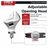 VPOER 5-35mm Adjustable Digital Torque Wrench spanner head, Electronic Jaw open end head