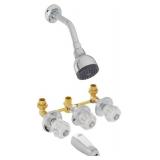 Homewerks Worldwide 10-B83WCHB Three-Handle, One-Spray Bathtub and Shower Faucet Set 5 Year Warranty, Chrome Finish