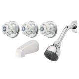Homewerks Worldwide 10-B83WCHB Three-Handle, One-Spray Bathtub and Shower Faucet Set 5 Year Warranty, Chrome Finish