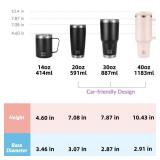 WETOWETO 40oz Tumbler with Handle and Lid | 100% Leakproof Insulated Stainless Steel Travel Mug | Keeps Cold 34Hrs/Hot 10Hrs | Dishwasher Safe, Fits Car Cup Holder (Rose Quartz Color)