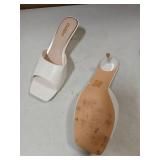 LULLASONG White Kitten Heels Sandals Low Heels Slip On Slides 2 Inch Heeled Square Open Toe Sandals for Women Size 11 White