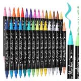 TOSHARE 30 Colors Acrylic Paint Pens Markers Waterproof Dual Tip Acrylic Marker Set with Brush & Fine Tip Kid Markers for Rock Painting Wood Scrapbook Fabric Glass Ceramic DIY Craft Art Supplies