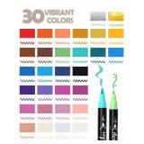 TOSHARE 30 Colors Acrylic Paint Pens Markers Waterproof Dual Tip Acrylic Marker Set with Brush & Fine Tip Kid Markers for Rock Painting Wood Scrapbook Fabric Glass Ceramic DIY Craft Art Supplies