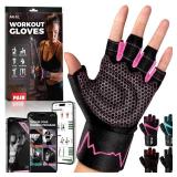 MhIL Workout Gloves for Women Breathable Gym Gloves for Women with Palm Protection and Enhanced Grip Padded Weight Lifting Glove for Womens with Wrist Wraps Support Weightlifting Exercise Cycling Medi