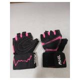 MhIL Workout Gloves for Women Breathable Gym Gloves for Women with Palm Protection and Enhanced Grip Padded Weight Lifting Glove for Womens with Wrist Wraps Support Weightlifting Exercise Cycling Medi