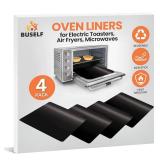 Buself Toaster Oven Liner Compatible with Breville, Cuisinart, Black & Decker, Dash, and More Nonstick Heat Resistant Reusable Air Fryer Liners, PFOA & BPA Free, 9x11", 4 Pack, Black