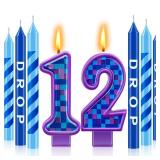 MTLEE 13 Pcs Video Game Birthday Candles Gaming Party Toppers for Cake Blue Purple Number Candle Battle Boys Birthday Cake Topper Decoration Party Supplies(Number 12)