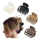 DEEKA Double Row Teeth Hair Clips Small Claw Clips for Thin Hair 4 Pack 1.6" Medium Matte Non-slip Short Hair Accessories for Women and Girls