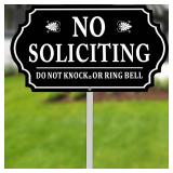 Kichwit No Soliciting Sign for House, 7 x 13 Inch Do Not Knock or Ring Bell, Aluminum No Solicitors Sign for Front Door