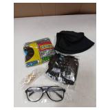 GIFIKOI 80s 90s Hip Hop Costume Outfit Kit Mobile Phone Inflatable Radio Box Necklace Bracelet Ring Glasses Hat Rapper Costumes Accessories Set