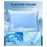LUXEAR Cooling Pillow Cases, 2 Pack Stretch Arc-Chill Q-max 0.55 Cool Pillowcases Fit Standard & Queen Size Pillows, Breathable Silky Summer Pillow Cover for Hair Skin Hot Sleeper Night Sweat - Blue