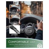 LRITER Car Steering Wheel Cover, Non-Slip Silicone Material, Multiple Color Choices, Universal Auto Parts Steering Wheel Cover, Suitable for Most Cars (Black)