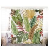 yurlisa Bohemian Style Green Shower Curtain 72x72 Inches, Unique Boho Palm Leaves Theme Shower Curtain Sets with 12 Hooks,Botanical Waterproof and Weighted Fabric Shower Curtains for Bathroom
