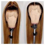 Ombre Honey Blonde 13x6 Lace Front Wigs Human Hair for Women 1B27 Ombre Brown HD Transparent Lace Frontal Wigs Deep Parting Pre Plucked with Baby Hair 20 Inch Straight with Brown Roots 150% Density