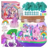 RONSTONE Uni-Corn Terrarium Kit Toys for Girls - Birthday for Girls Ages 4 5 6 7 8-12 Year Old - Light Up DIY Uni-Corn Arts and Crafts for Kids (Container Bent)